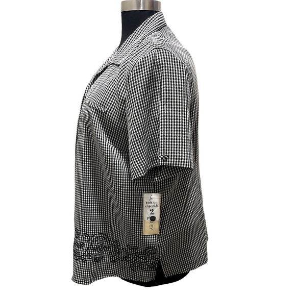 NWT Allison Daley 2 Piece Gingham Black & White 2 Piece Embroidered Top Set - Picture 5 of 7